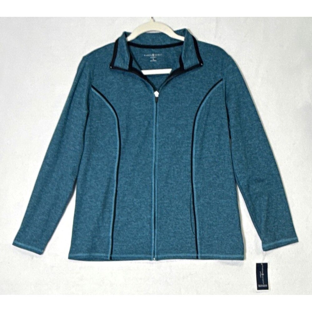 Karen Scott Sport NWT French Terry S Blue Full-Zip Knit Athleisure Jacket Casual